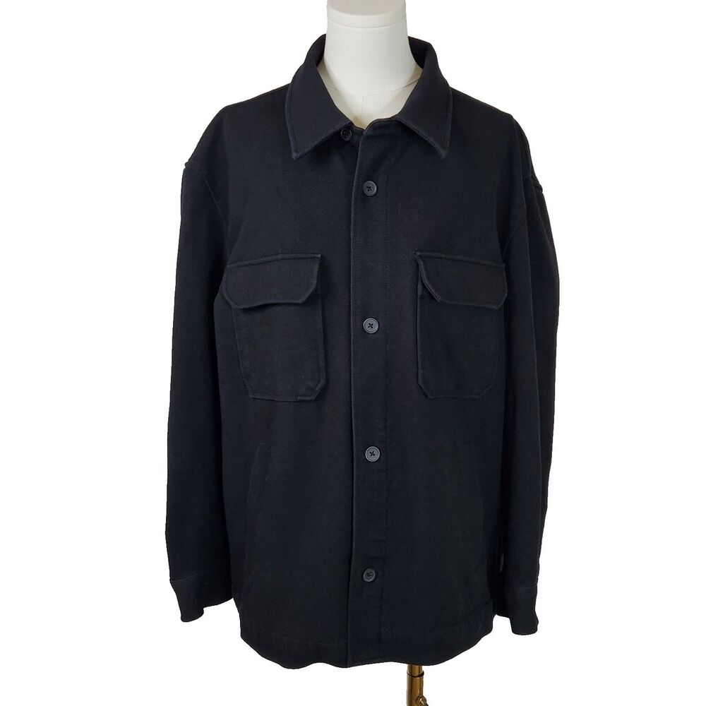 Zara Men's Black Textured Overshirt Jacket XL Comfort Shacket Twill Gorpcore